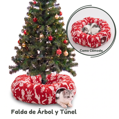 Cama Túnel para Gato Navidad
